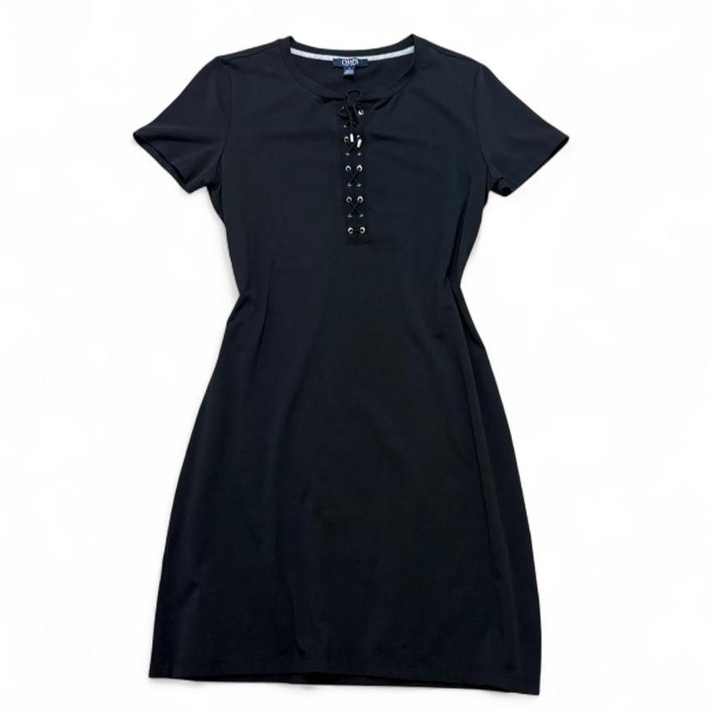 Goth Cyber Grunge Mini Dress Lace Up Grommet Black Chaps Whimsigoth LBD size M
